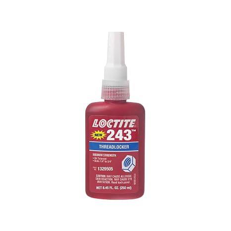 Loctite 1329505 Blue 243 Medium Strength Threadlocker, 360 Degree F Maximum Temperature, 250 mL Bottle | 360 Degree F Maximum Temperature
