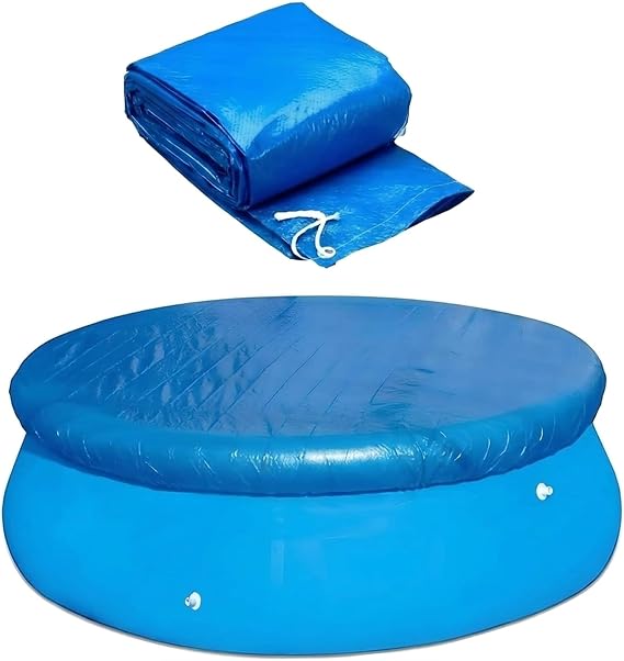 8ft Swimming Pool Cover Durable Waterproof Dustproof Round Pools Protector Plastic Ground Cloth for 8ft Swimming Pool Above Ground Pool Accessory 280 cm Diameter Size