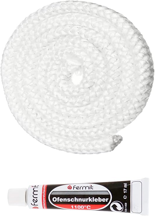 Ithal Yanmaz Beyaz Soba Şömine Fitili 6 mm X 2.5m Fermit Yapıştırıcı 17 ml
