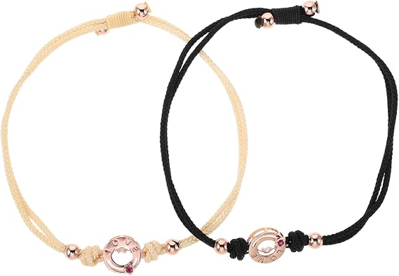 Healeved Distance Bracelets 1 Pair Adjustable Woven Couple Wristbands