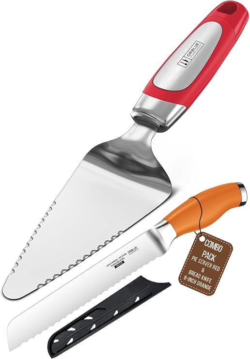 Orblue Pie Server and Bread Knife 8-inch Bundle