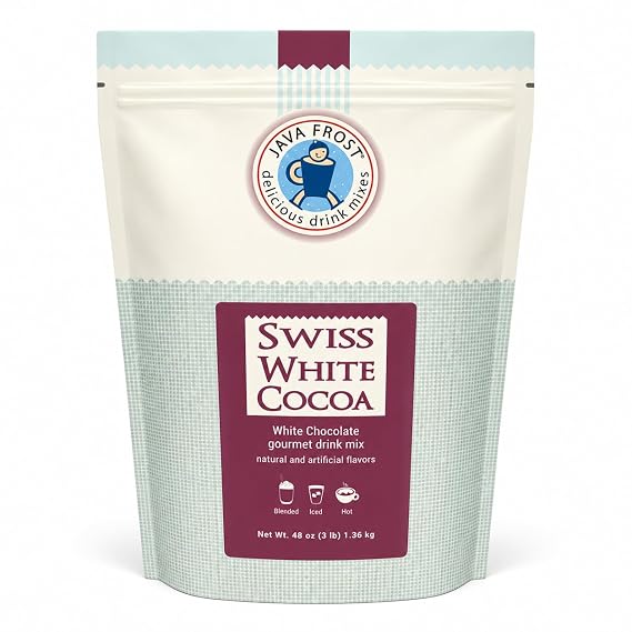 Swiss White Chocolate Drink Mix, 3 lb Bag Creamy White Chocolate for Frappes and Hot Drinks