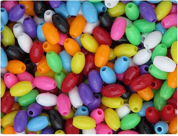 BeadTin Opaque Mix 9mm Oat Plastic Beads (500pcs)