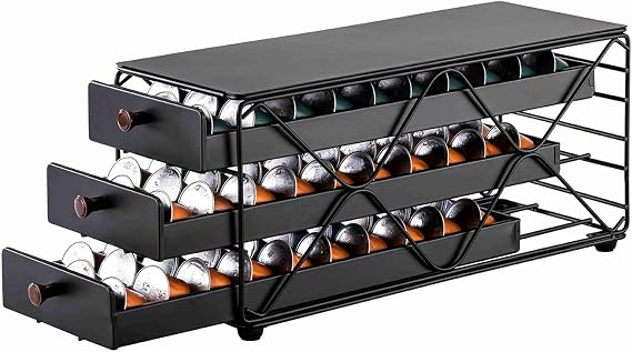 ZCDCP Coffee Pod Holder Drawer Storage, Compatible with Nespresso Originaline pod, Office Kitchen Counter Organizer (90 pods-3tiers)