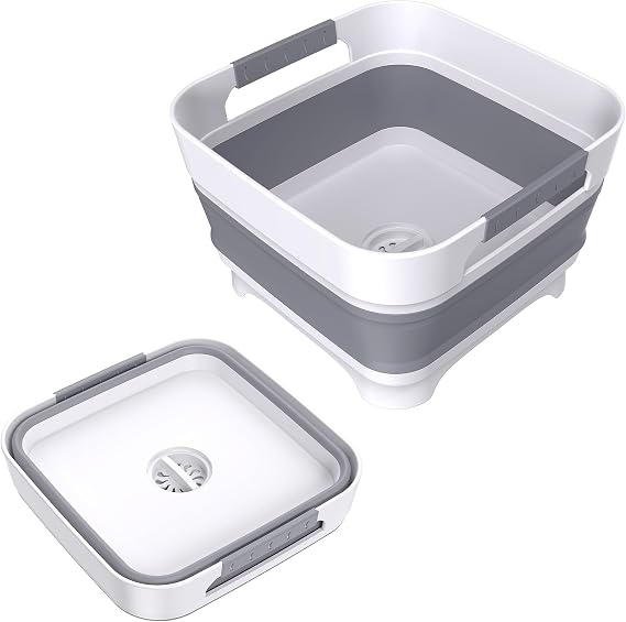 MontNorth 9L Collapsible Washing up Bowl, PP Portable Sink with Drain Plug, Kitchen Dish Wash for Camping, Laundry, Baby Bottles & Vegetables