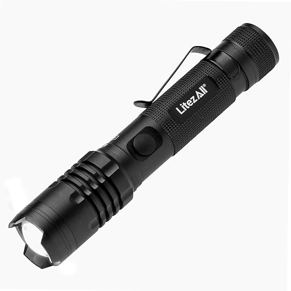 LitezAll 1000 Lumen Rechargeable Flashlight USB Flashlight Rechargeable Pocket, Power Bank, High/Low Modes, Compact Flashlight with Charging Cable Included