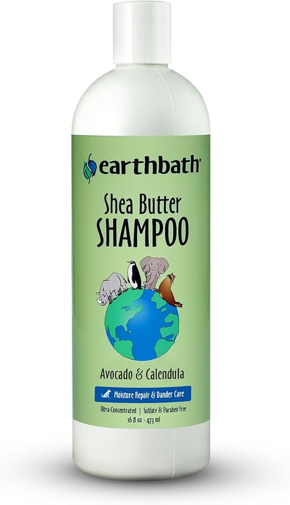earthbath Ultra-Moisturizing Shea Butter Shampoo, Vegan, 16 Oz (1 Pack) | Dog & Cat Shampoo, Plant-Based, Cruelty-Free, Gluten-Free, Non-GMO, Made in USA, Avocado and Calendula