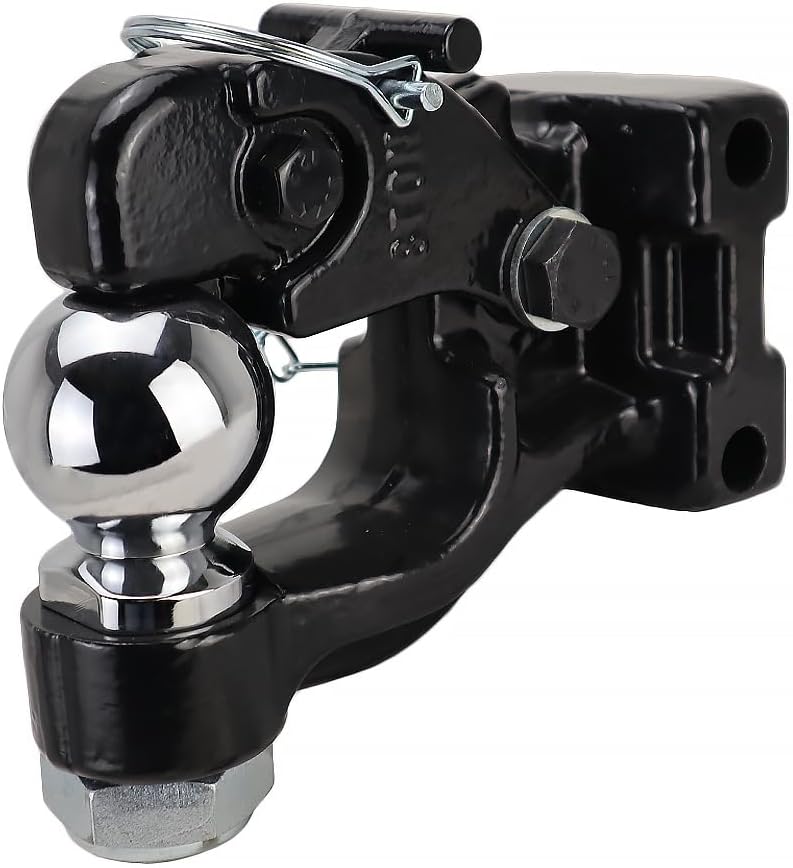 Shocker 8-Ton Channel Pintle Hook with Hitch Ball Attachment, Includes 2-516 Ball