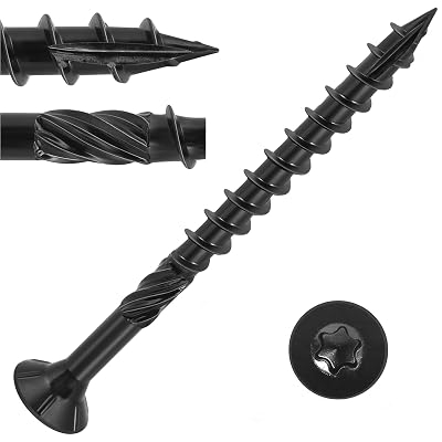 Deck Screws 3 inch,Heavy Duty Exterior Wood Screws,Torx Drive Head Deck Screw Black Rust Resistant Epoxy Coated,Long Outdoor Decking Screws with Star Bit,for Fence,Timber55pcs