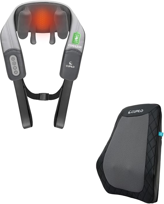 Shiatsu Neck Massager with Heat & Back Massager for Pain Relief,4D Deep Tissue Kneading Massage,Lower Back Massager with Vibration,Gifts for Men Women