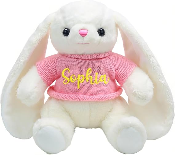 Easter Bunny, Customized Personalized Easter Bunny, Bunny Stuffed Animal for Babies with Embroidered Child's Name, Custom Plush Toy Child's First Easter Gift