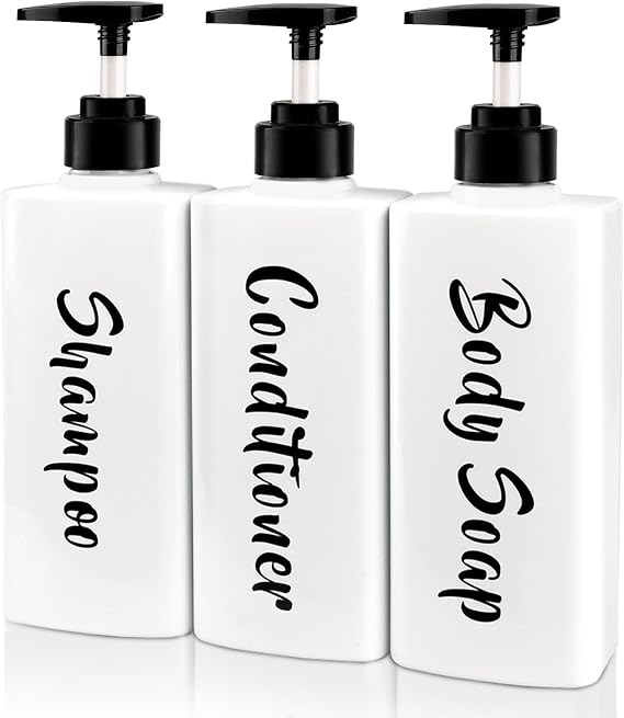 3pcs Shampoo and Conditioner Dispenser, White, for Bathroom