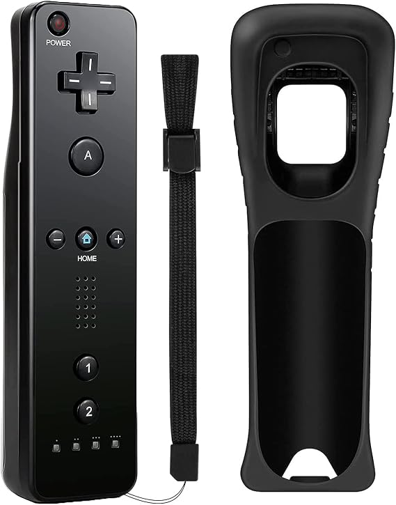 PENYUY Remote Controllers for Wii,Replacement Remote Game Controller Compatible with Nintendo Wii/Wii U, with Silicone Case and Wrist Strap (BLACK)