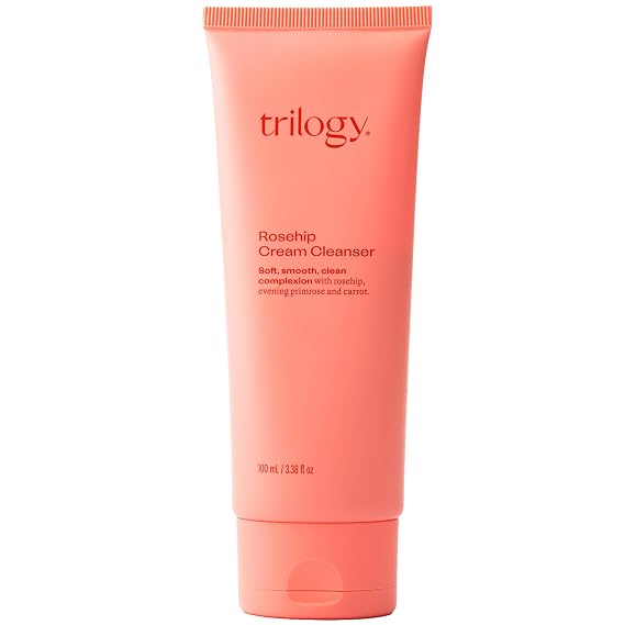 Trilogy Rosehip Cream Cleanser with Prickly Pear, 3.38 Fl Oz | Gentle daily face wash removes makeup with iconic Rosehip Seed Oil & Plantacare, softens & hydrates, pregnancy safe