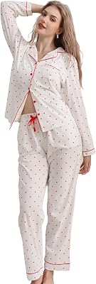 100% Cotton Pajama Sets for Women 2025 Holiday PJs Set Soft Long Sleeve Button Down Sleepwear XS-XXL