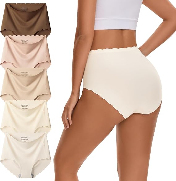 INNERSY Seamless Underwear for Women High Waist No Show Briefs 5-Pack