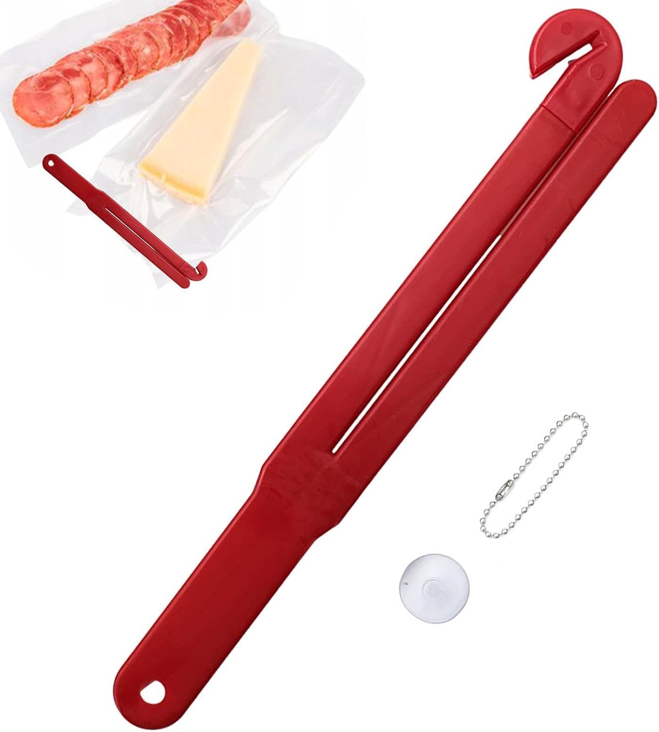 Bag Opener - Can Opener for Food Bags and Squeeze - Food Bag Squeezer F has a hanging hole that is convenient to on a chin. package
