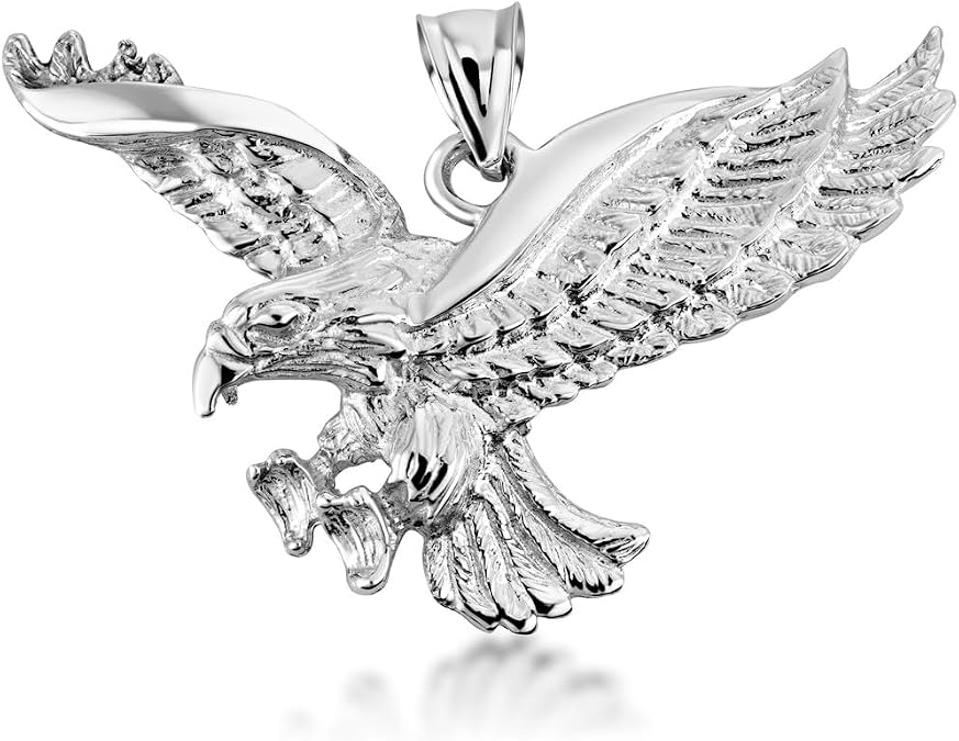 Animal Kingdom 10k White Gold Flying Eagle Pendant