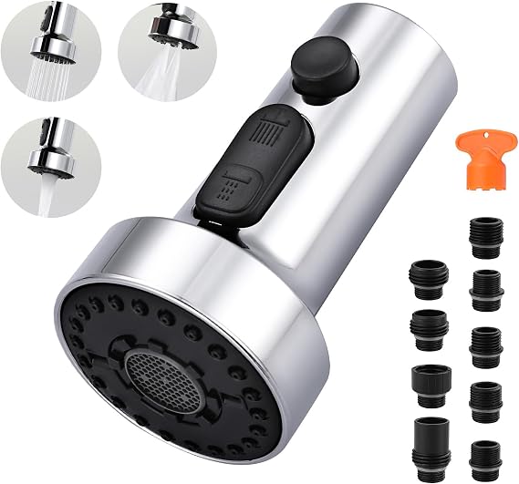 ARCORA Pull Down Kitchen Faucet Head Replacement with 13 Adapters, 3 Modes