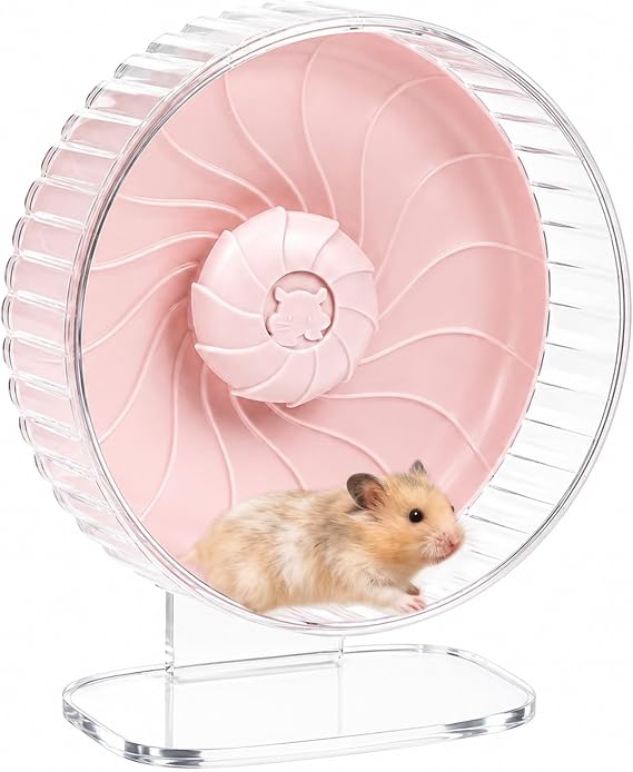 21 cm Silent Hamster Wheel with Adjustable Stand, Pink | Double-Bearing Design, Adjustable Stand, Smooth-Rotating Exercise Wheel for Hamsters, Mice and Other Small Pets