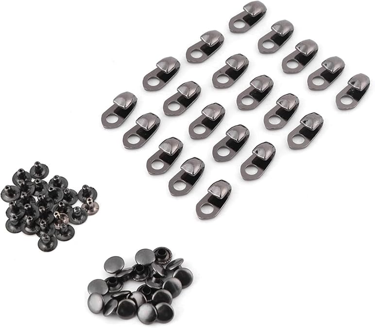 Jeanoko 20pcs/set Boot Lace Hooks Kit Boot Hooks Lace Fittings With Rivets for Repair Camp Hike Climb Accessories