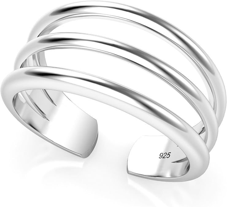 Metal Factory Sterling Silver 3 Row Adjustable Toe Band Ring