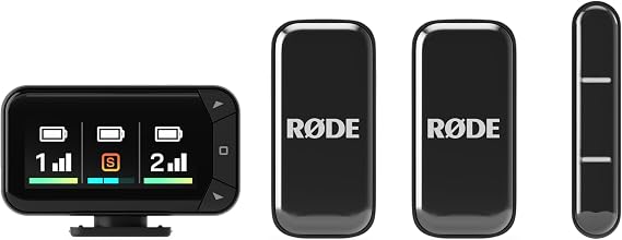 RØDE Kablosuz Micro - Kompakt Kablosuz Mikrofon Kamera Kiti, Kamera Vericili İki Mikrofon, Akıllı Telefon Alıcısı ve İçerik Oluşturma için Şarj Kılıfı - USB-C, Siyah