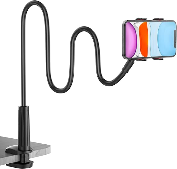 Gooseneck Phone Holder for Bed, Flexible Lazy Arm Cell Phone Stand Holder 360 Adjustable Clamp Bracket Mount Desk for iPhone 14 Pro Max Plus 13 12 Pro Max Mini 11 Pro Xs XR X 8 Samsung S22 S21