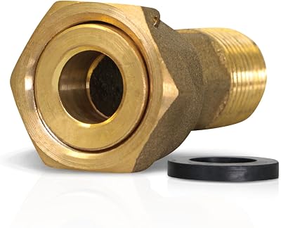 Midline Valve XND1011-OM Brass Water Meter Coupling Adapter Pipe Fitting; with Nut and Gasket; 1 MIP x 1-14 FIP
