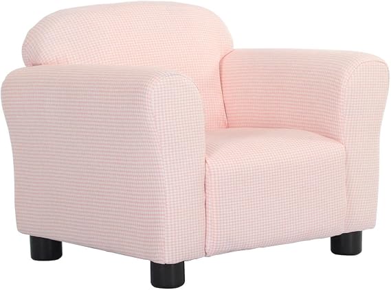 Costzon Kids Sofa, PU Leather Upholstered Armrest, Sturdy Wood Construction, Toddler Chair (Soft Pink)