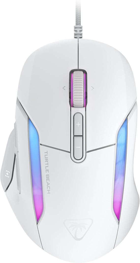 Turtle Beach Kone II ergonomische RGB-PC-Gaming-Maus mit Kabel Arctic White 26K-DPI-Sensor optische Schalter 23 belegbare Eingaben ergonomisch 4D Scroll Wheel Gleiter aus reinem PTFE