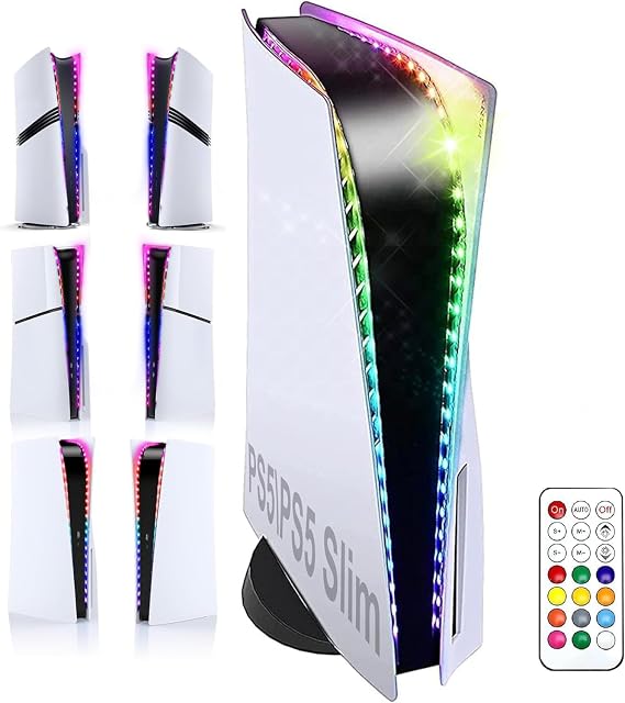 LED Light Strip for PS5/PS5 Pro/PS5 Slim Console, 366 DIY Modes 7 RGB Colors for PS5 RGB Light,LED Strip Light Kit Decal Decoration Accessory for Playstation 5 Disc&Digital Edition with Remote Control