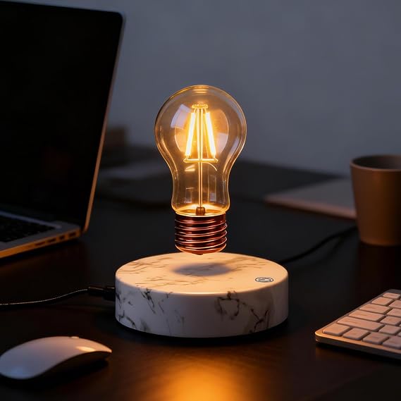 Magntive Levitating Light Bulb, Floating Bulb Lamp, Desk Lamp, Wireless Floating LED Lamp, Unique Gift, Modern Minimalist Night Light for Home Decor and Office