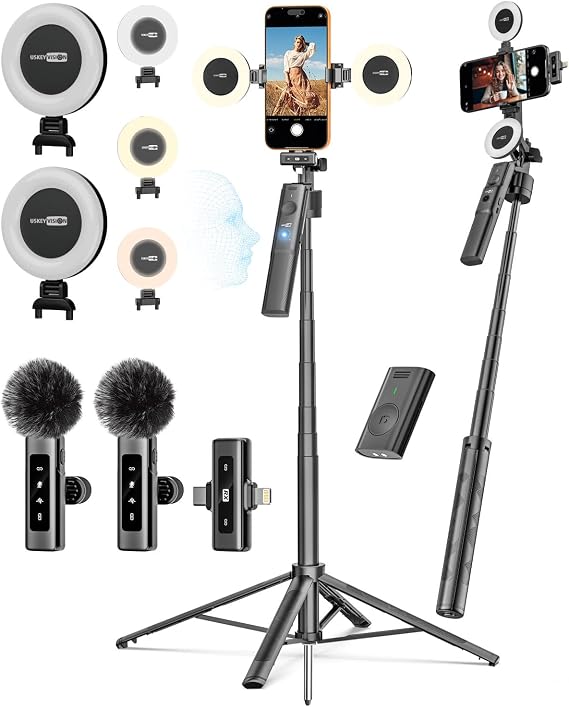 USKEYVISION Vlogging Kit,Content Creator Essentials w/Mic & Light(R01 Kit)
