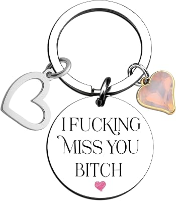 Aisity Funny Christmas for Women Friends Cute Friendship Keychain for Women Friends Teen Girls Stocking Stuffers Christmas Gifts Funny Stuff I Fucking Miss You Bitch Key Chain