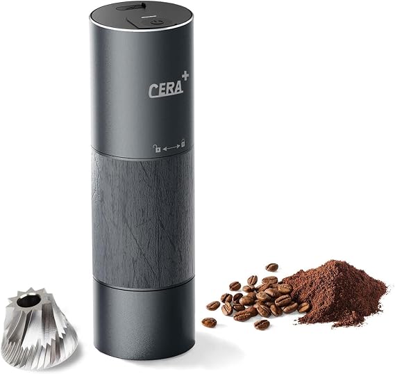 CERA+ Electric Cone Mills with Carry Bag Electric Coffee Grinder with 90 Precise Grinding Settings One Button Operation Grinder for Espresso Filter Coffee French Press Mocha Includes Bag
