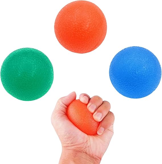 3Pcs Stress Ball - Hand Exercise Ball for Adults | Triple Density Squeeze Balls for Hand Therapy & Grip Strengthening - Muscle Focus Improvement, Arthritis & Stress Relief