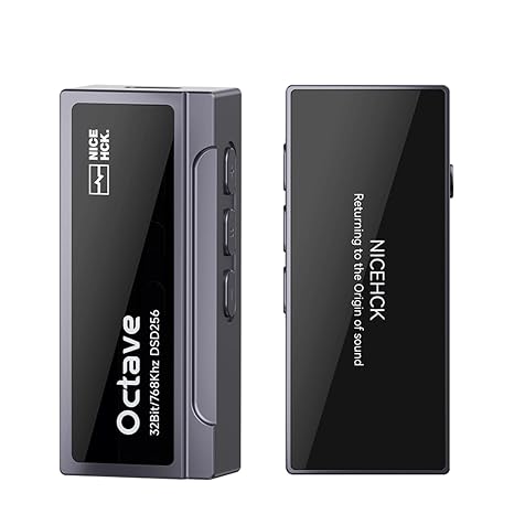 NICEHCK Octave HiFi Portable Audio DAC Amp with ES9039Q2M, Compact USB Dongle Adapter for IEM & Headphones, 100-Level Volume, Dual Op-Amps, Inline Mic, CNC Aluminum Body (Titanium)