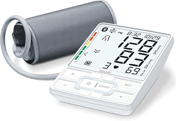 Beurer BM69W Upper Arm Blood Pressure Monitor with Bluetooth, Cuff Position Indicator, and Inflation Tech for Comfortable Readings, Portable Storage Case Included, 200 Memory Sets