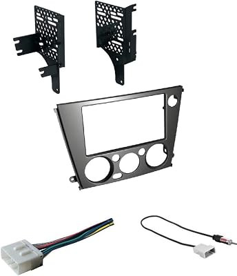 ASC Audio Car Stereo Radio Install Dash Kit, Wire Harness, and Antenna Adapter to Add A Double Din Aftermarket Radio for 2005 2006 2007 2008 2009 Subaru Legacy  Outback with Manual Climate Control