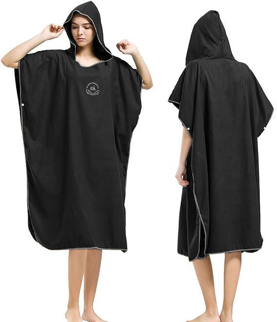 Hiturbo Microfiber Surf Poncho: Wetsuit Hooded Changing Towel | Quick Dry Poncho Towel Hoodie | Absorbent Swim Cover Up | Swimming Surfing Beach Pool Water Sports