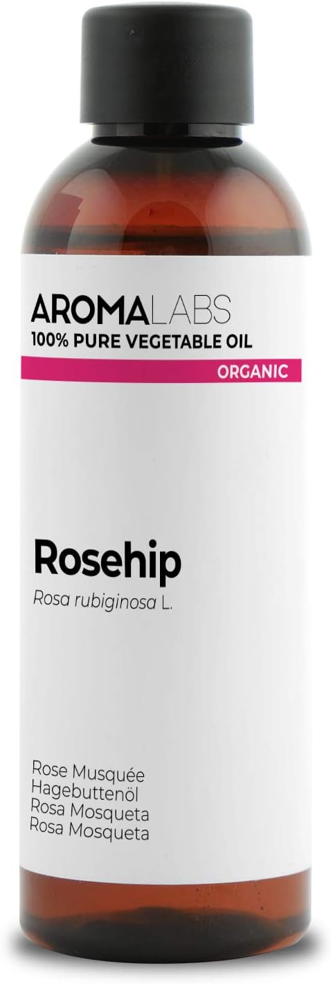 ORGANIC - ROSEHIP Oil - 100mL - 100% Pure, Natural, Cold Pressed and Cosmos Certified - AROMA LABS (French Brand)