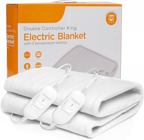 Electric Blanket King Size Dual Control with 3 Heat Settings Bed Warmer 160 X 150cm Heated Blankets Washable Electric Mattress Heater with Overheat Protection