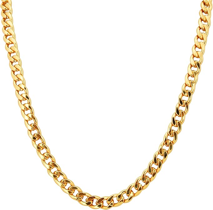 Coitak Gold Chain, 24 Inch 10MM Fake Gold Necklace, Solid 18k Gold Plated
