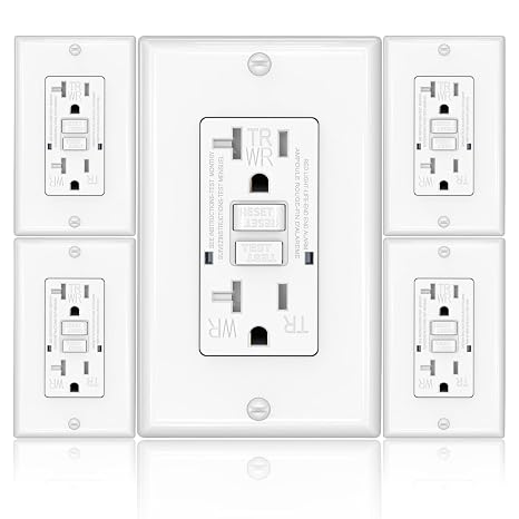 GFCI Outlet, Weather & Tamper Resistant Outlets, UL Listed Self Test GFI Receptacle, Outdoor or Indoor, 20 Amp, White (5 Pack)