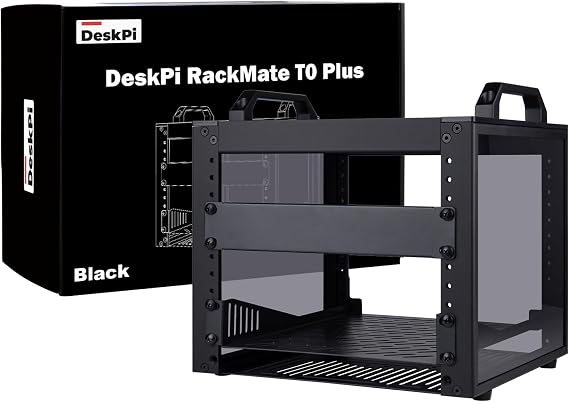 GeeekPi DeskPi RackMate T0 Plus, 10 inch 4U Mini Server Cabinet for for Servers, Network, A/V Equipment, 10.23 inch Depth (Black)