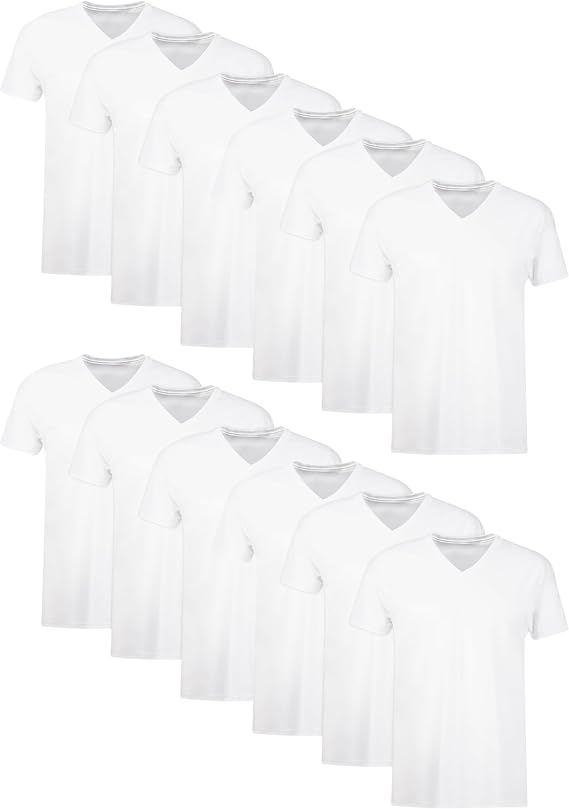 Hanes Men's Undershirts T-Shirt Pack, V-Neck Cotton Tees for Men, Moisture-Wicking, Odor Control, White Multi-Pack