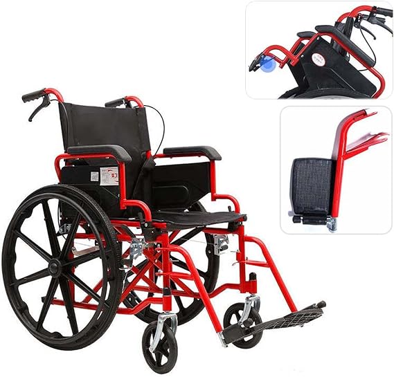 Ultra-Lightweight Wheelchair - Folding Self-Propelled Wheelchairs with Flip-Backs Arms & Removable Swing-Away Footrest, Portable Silla De Ruedas para Adultos with Dual Brake System, 18" Seat Width