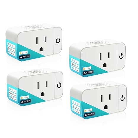 Matter Smart Plug 15A, HomeKit, Siri, Alexa, Google, 2.4G, ETL&FCC, 4 PK | Mini, SmartThings, App & Voice Control, Schedule & Timer, Super Easy Setup