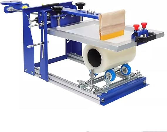 Push-Pull Curved Screen Printing Equipment, Manual Curved Screen Printing Machine with 3 Sets of Rollers for Cylindrical and conical Products